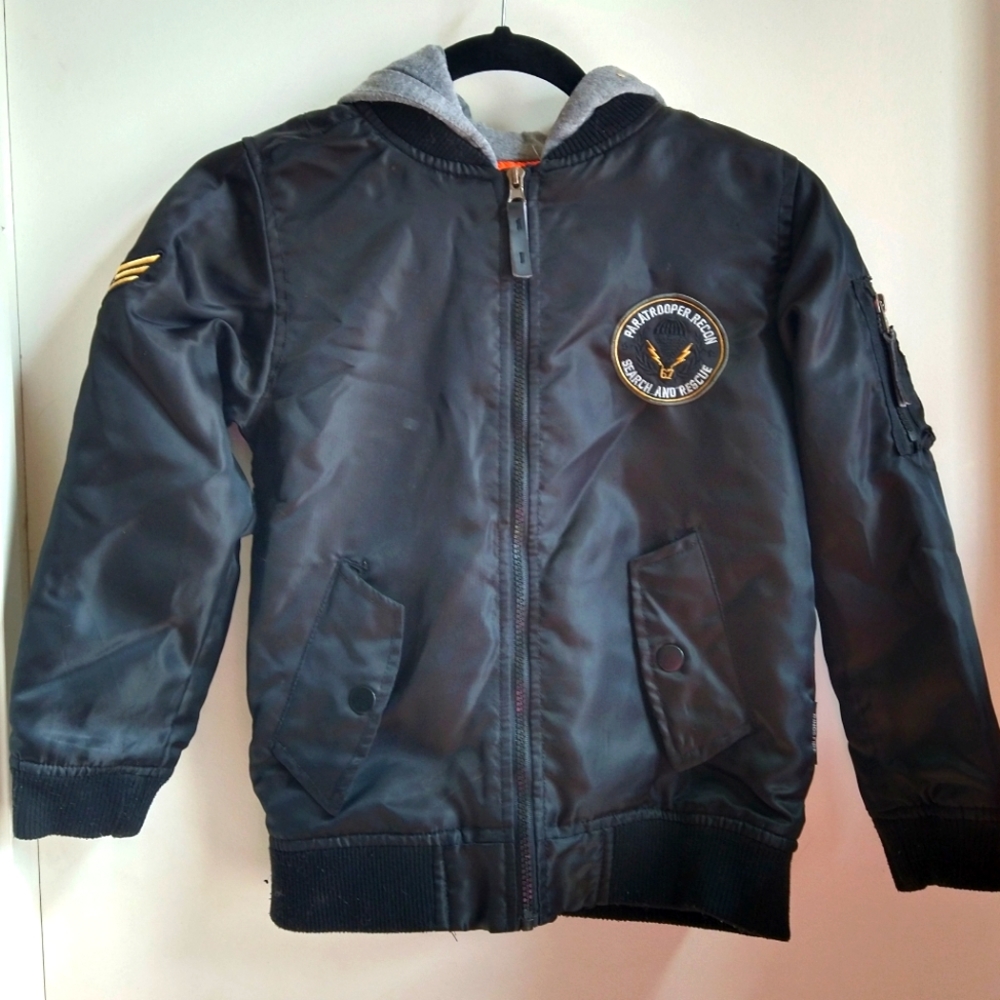 BOYS RING OF FIRE LIONEL HOODED FLIGHT JACKET SIZE S